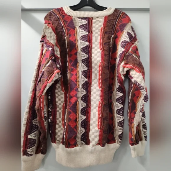 Vintage Cotton Traders Cosby 3D Knit Striped Multi Textured Sweater Men's Medium - Picture 3 of 4